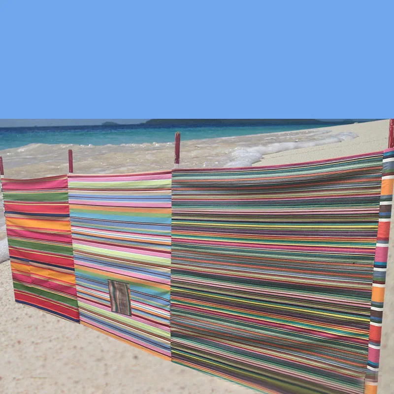 Factory Wholesale Large Lightweight Striped Family Beach Wind Breaker Beach Fence Privacy Screen Wind Blocker For Camping Garden