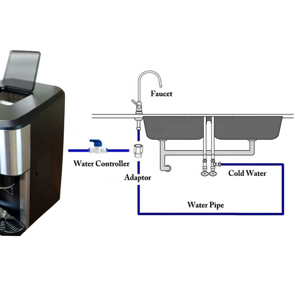 Countertop Ice Maker with cold water 2 Size Ice Cube Portable Automatic Ice Cube Making machine with crusher Direct manufacturer