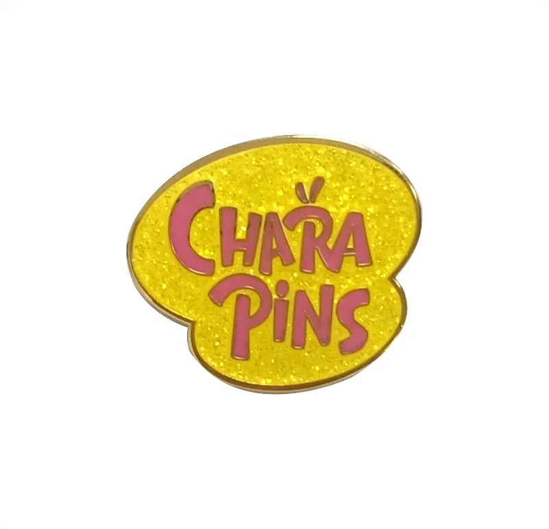 Top sale customized Gold plated butterfly clutch back pin badge factory hard enamel glitter enamel pin