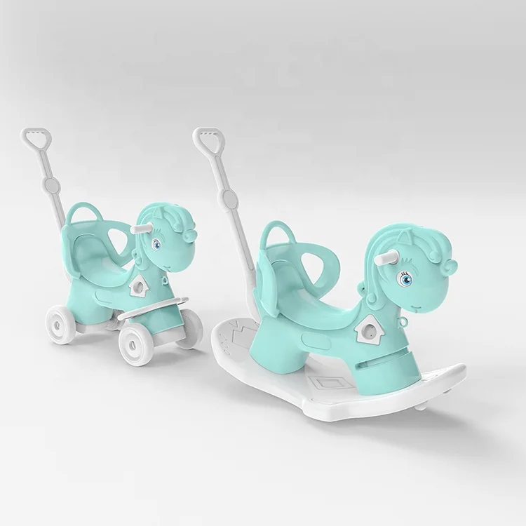 2021 New Style Factory Supplier Plastic Kids Rocking Horse With Wheels  And Single Handle