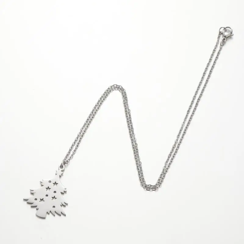 Cheap Christmas Necklace Jewelry Mini Christmas Tree Pendant Necklace Gold Plated Stainless Steel Tree Pendant Women Necklace