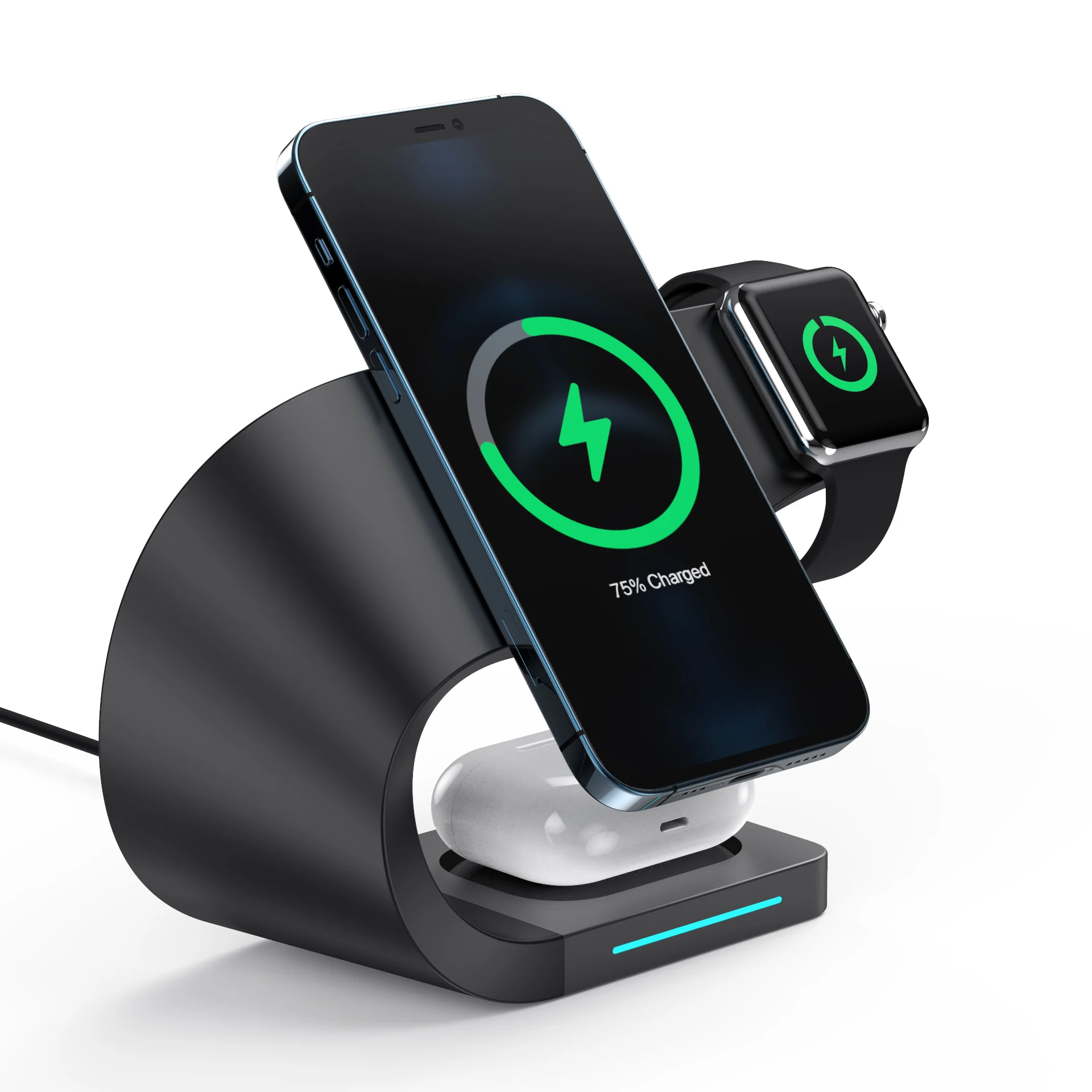 2022 Trendy Universal Qi Magnetic 4in 1 Wireless Charger 15w Fast Wireless Charger Station Docks