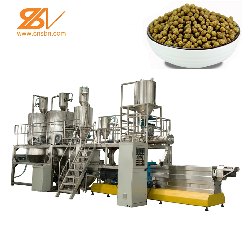 Large capacity Twin Screw Extruder Pet dog Cat Food Fish Feed Making Machine Production Line Fish feed extruder for sale