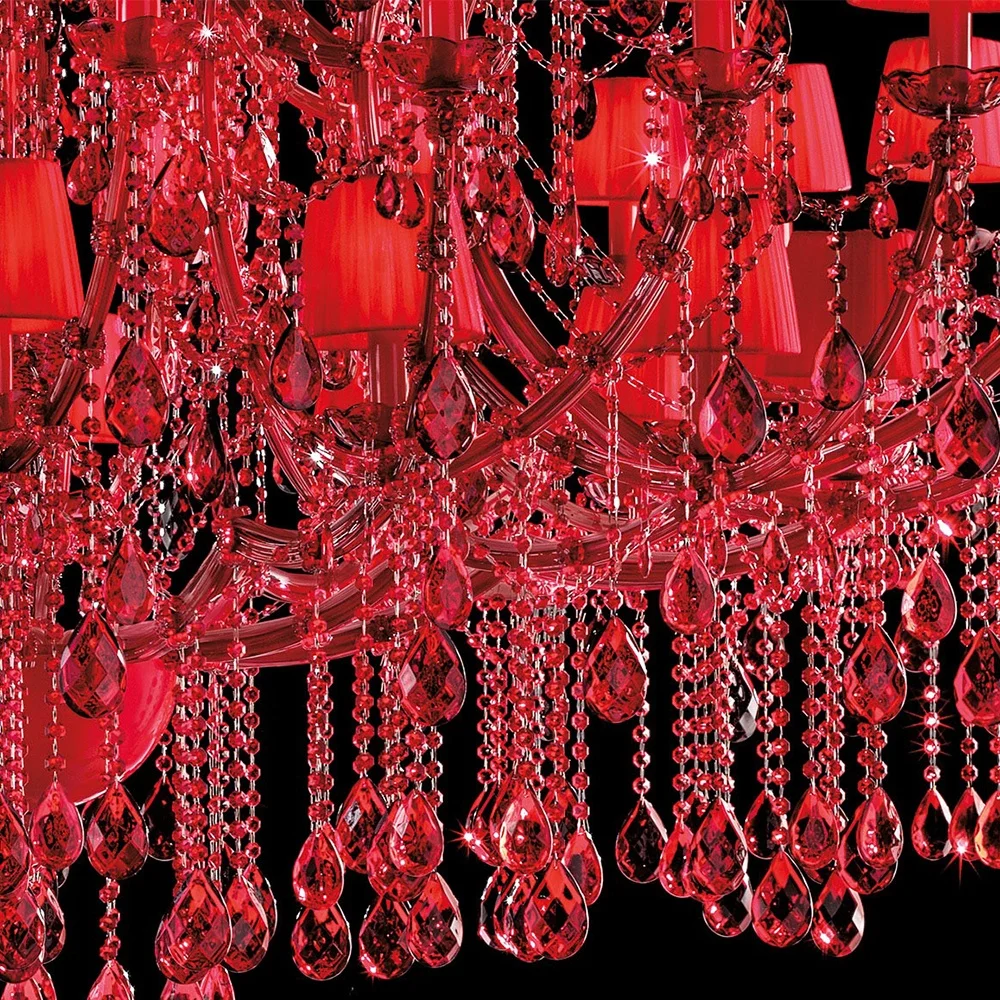 Luxury Crystal Hanging Lobby Hall Large Led Glass Arms Red Maria Teresa Crystal Chandelier Light