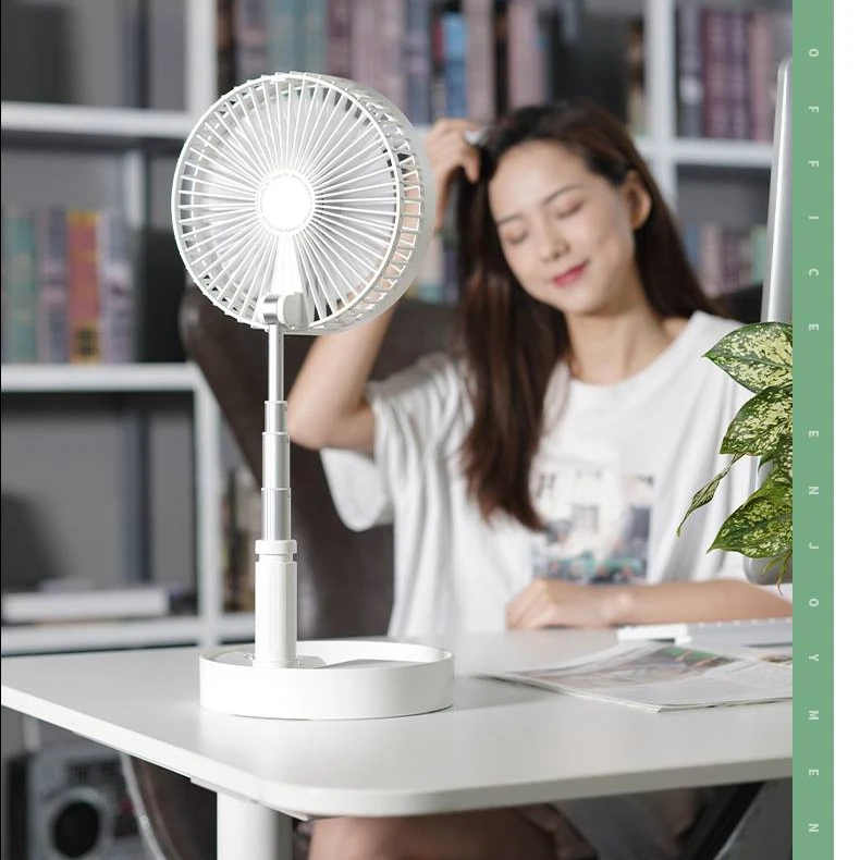 Smart Battery Level Display 8 Inches Foldable Storage Desktop Fan Home Office Rotatable Retractable Fan with Remote Control