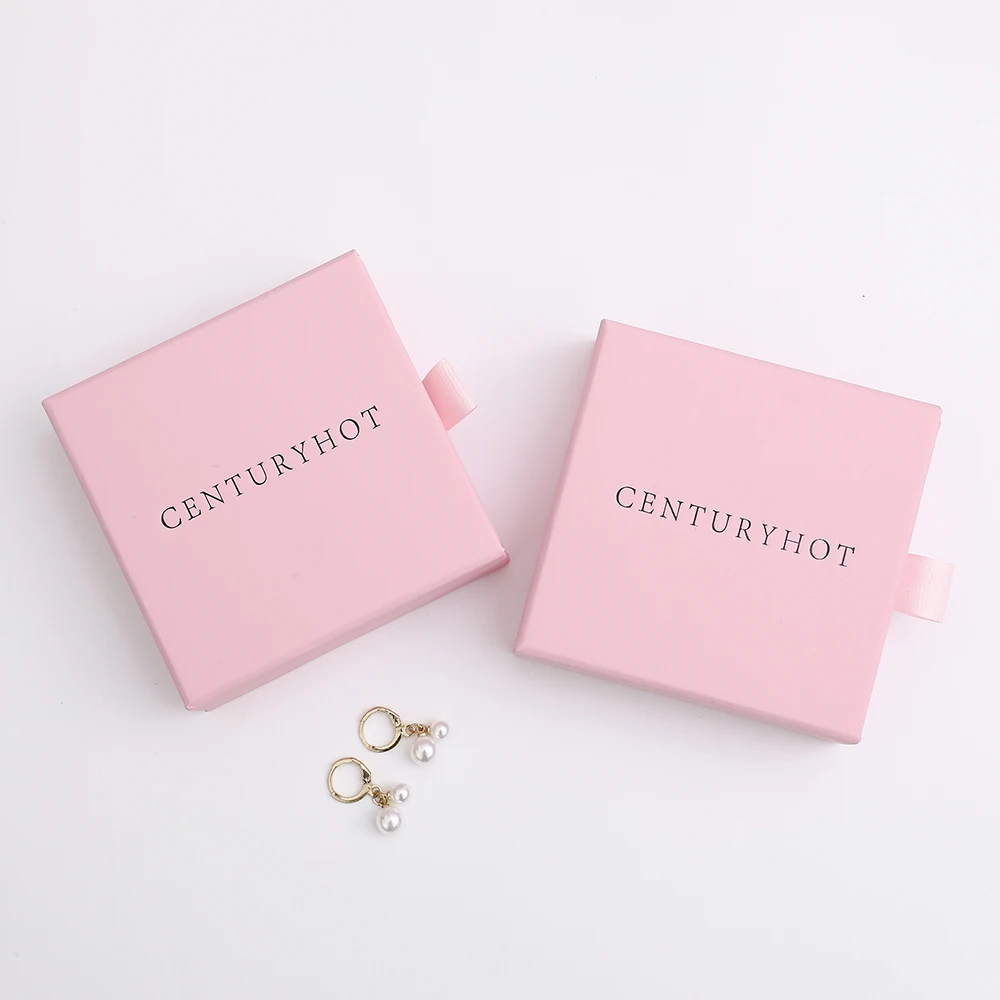 9*9cm Pink Jewelry Paper Box, Personalized Drawer Package Box Bracelet Necklace Earrings Package Box With Logo
