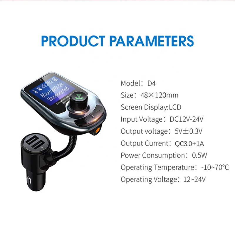 New Smartphone Charger Wireless Car Kit FM Transmitter Car MP3 Player 22.5W USB Fast Phone Car Charger