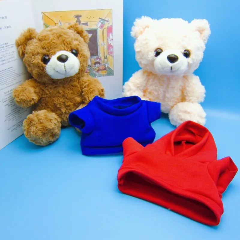Songshan Toys custom low moq clothes stuffed animal toy bears hoodie & T-shirt sublimation logo plush teddy bear toys kids gifts