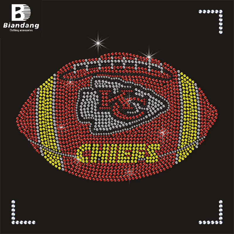 Manufactures Colorful NFL Logo Rhinestones Clothing Rhinestone Transfer for T-shirt Custom