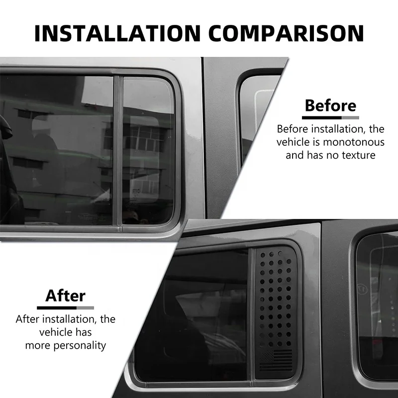 Easy Installation Car Rear Door Window Glass Strip Panel Exterior Decoration Accessories for 2018-2022 Jeep Wrangler JL 4-Door