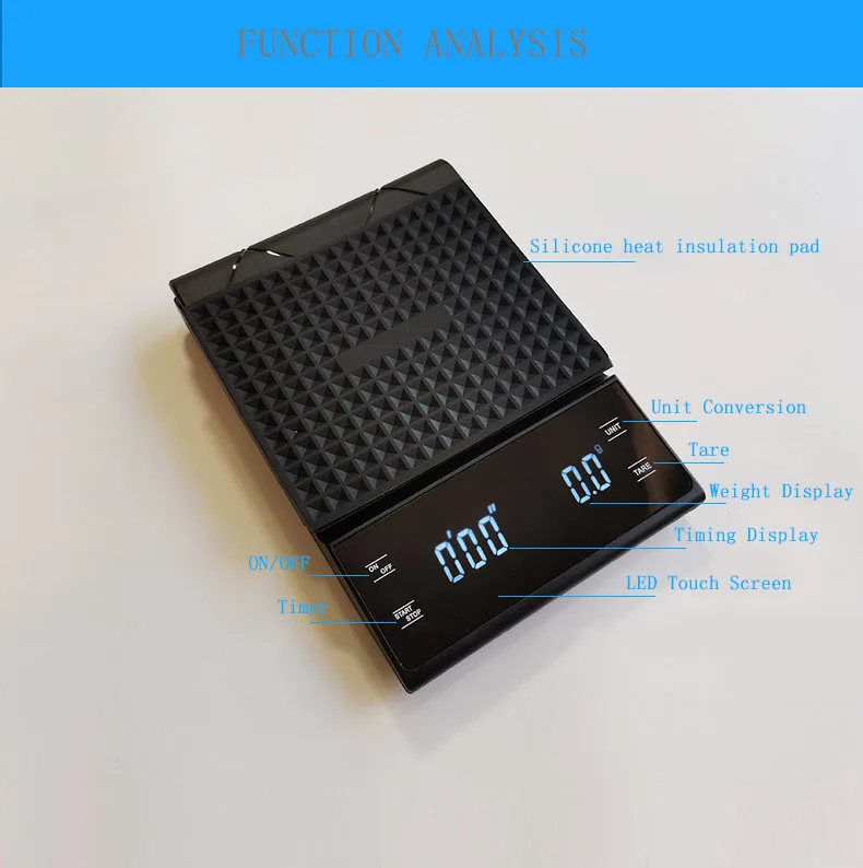 Quality Wholesale LED EK6012 3000g 0.3g Household Scale Electronics Timer Weighing Scale Digital kitchen electronic scales