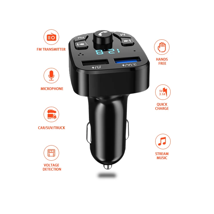 BT автомобильный комплект с двойным Usb ЖК Aux Автомобильный MP3-плеер Fm-передатчик модулятор Qc3.0 быстрое зарядное устройство Беспроводная гарнитура Carkit