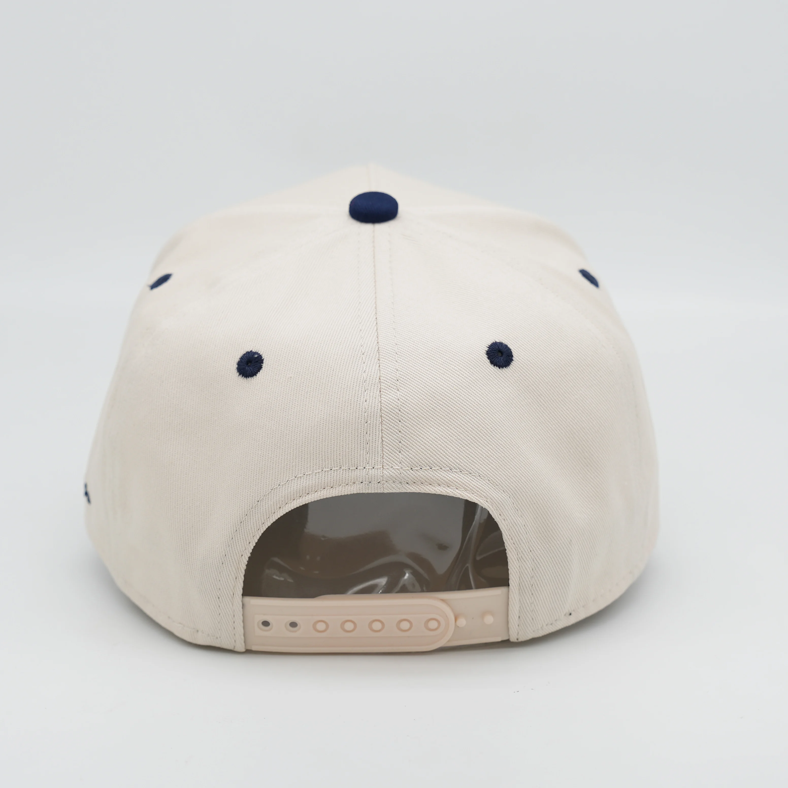 Oem Custom High Quality 5 Panel A Frame 3d Embroidery Logo Navy Beige Color Two Tone Baseball Cap Snapback Hat For Man