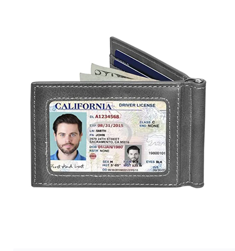 
Factory Wholesale Business Travel Waterproof RFID Genuine Leather Men Money Clip Card Wallet With Double Flap Design 