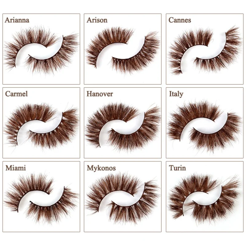 Wholesale Blonde Full Strip Colorful Eyelashes Natural Thick Long 6D Real Mink Brown Eyelashes