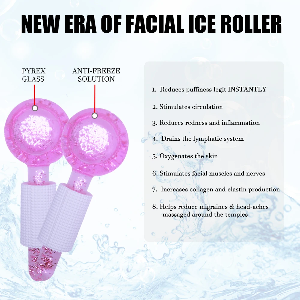
Beauty Ice Hockey Energy Beauty Crystal Ball Facial Cooling Ice Globes Water Wave Face and Eye massage Skin Care 