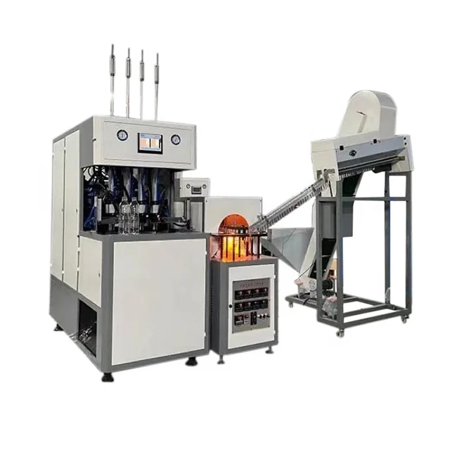 semi-auto 4 cavity blowing machine with preform autoloader and bottle conveyor 2000bph Semi automatic  bottle making machine