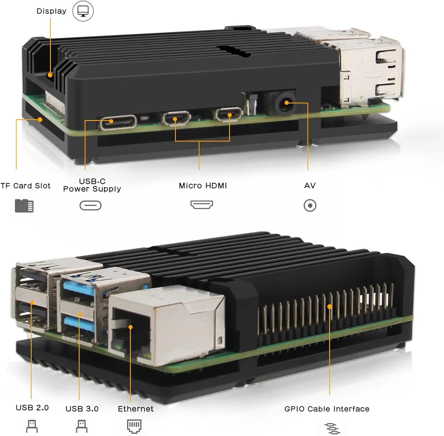 Aluminum Alloy Raspberry Pi 4  Case Pi 4 Computer Model B Housing Passive Cooling Case Compatible with Raspberry Pi  4BB