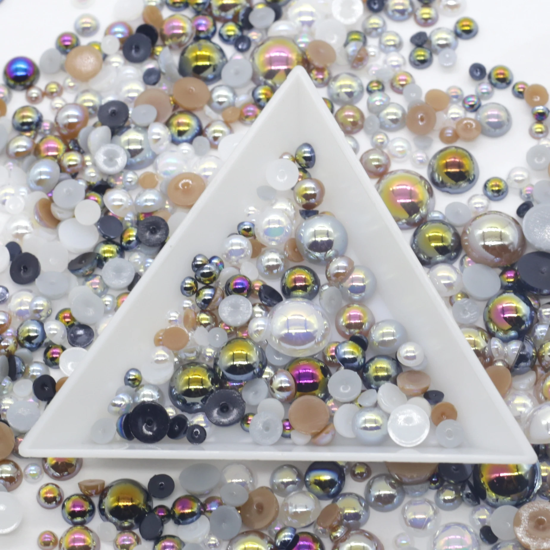 XULIN 2mm-8mm Custom Size 100Kinds Mix Color Flatback ABS Half Round Faux AB Pearls Cabochons Bead For Diy Embellishments