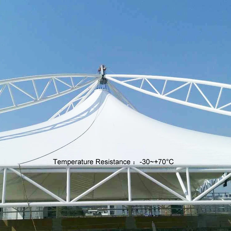 Eco-friendly building materials pvdf membranes space truss space frame steel stadium tensile fabric roof truss