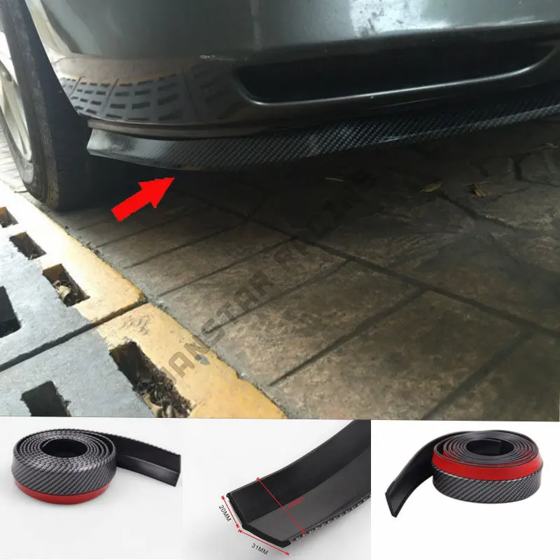 98'/2.5M Universal Front Bumper Spoiler Rubber Skirt Protector Lip strips for Cars Trucks SUV Black