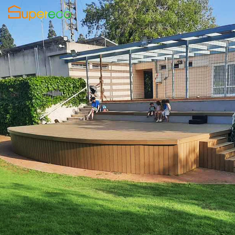 Supereco Exterior Outside Fireproof Wpc Decking Composite Wood Plastic Co-Extrusion Decking For Garden Patio