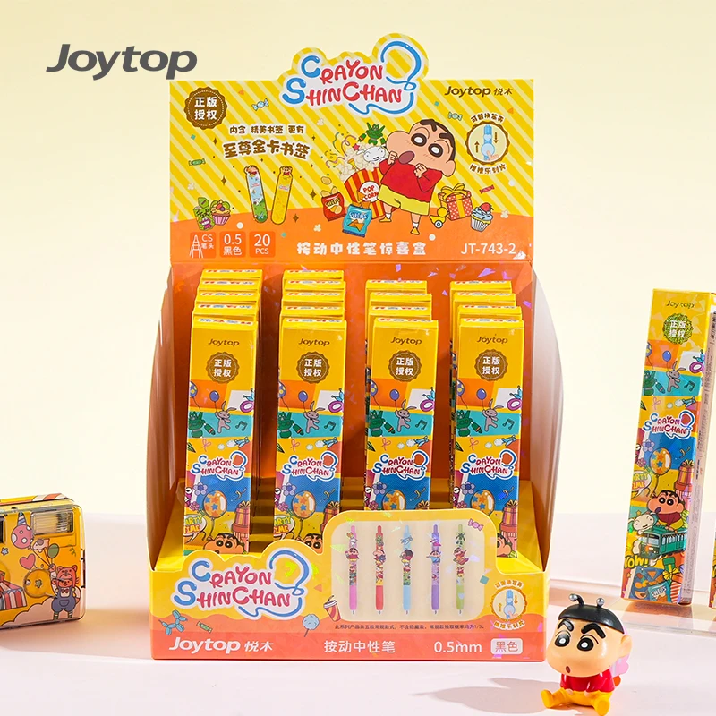 Joytop 743-2 Wholesale Happy Shin-chan  Happy push gel pen holder set school pens cute stationery
