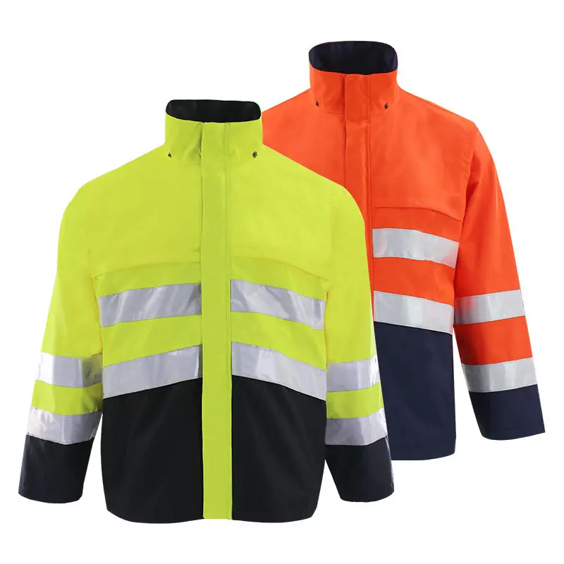 Custom Waterproof Rain Coat Jacket Working Clothes Workwear Reflective Rainsuit Poncho for Outdoor Workers