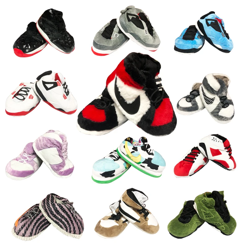 Wholesale AJ Custom Plush Sneaker Slipper Shoes Fashion Winter House Shoes Warm Women/Men AJ Sneakers Lady Indoor