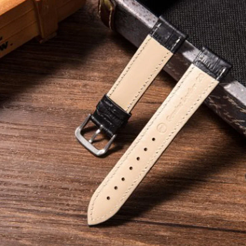 Leather Watch Strap Top Cowhide Pin Buckle butterfly Buckle PUleather Watch Strap Belt crocodile Leather Custom Strap