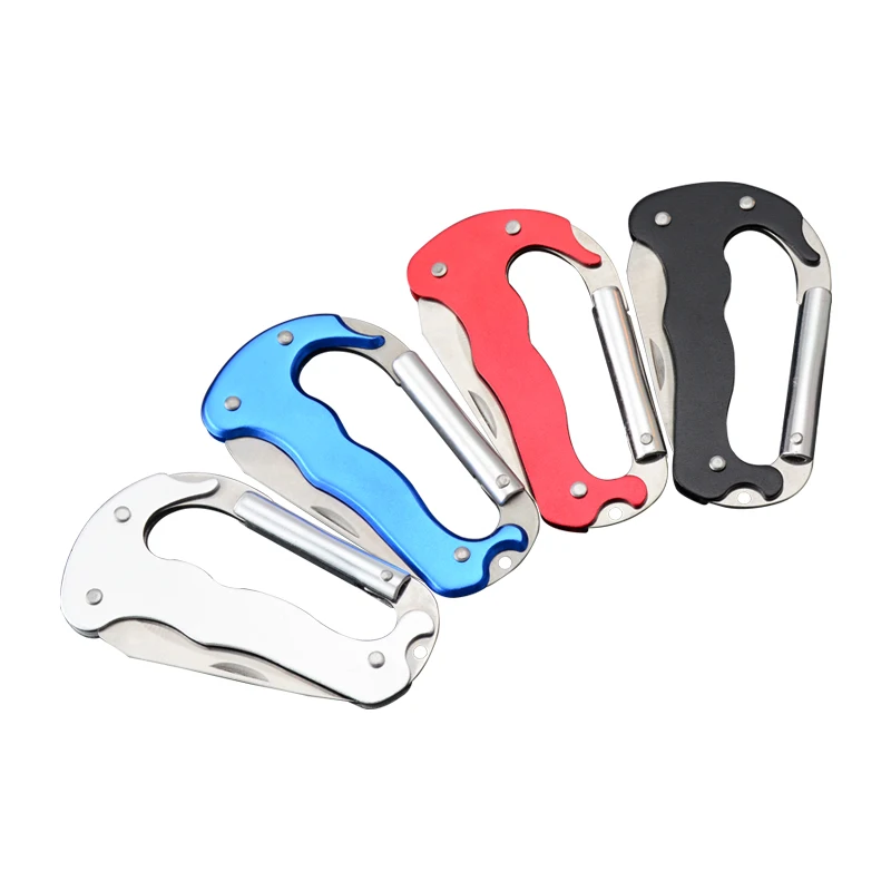 Multifunction Stainless Steel Climbing Carabiner with  knife   Alloy Grab & Swivel Hooks D-Shape Industrial Use