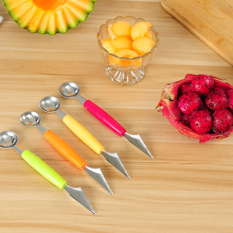 Double head stainless steel fruit scoop corrugated carving knife watermelon scoop fruit carving knife