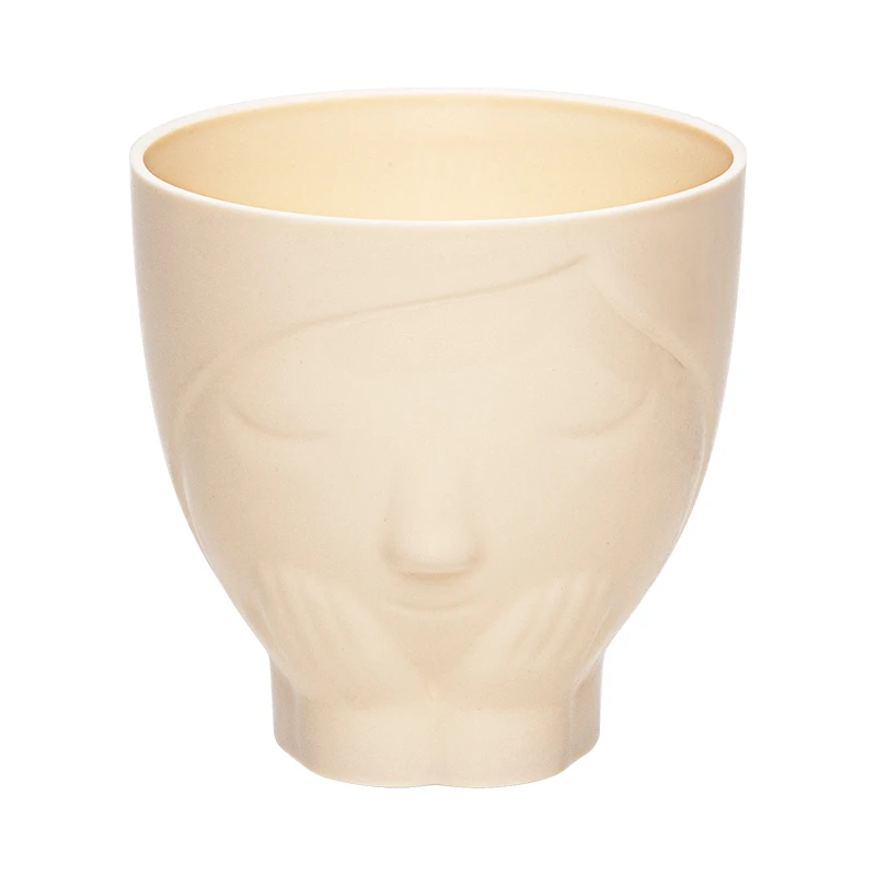 Yicai Cute Little Girl Avatar Imitation Ceramic Plastic Flower Pot Glossy Small Succulent Pot Cartoon Character