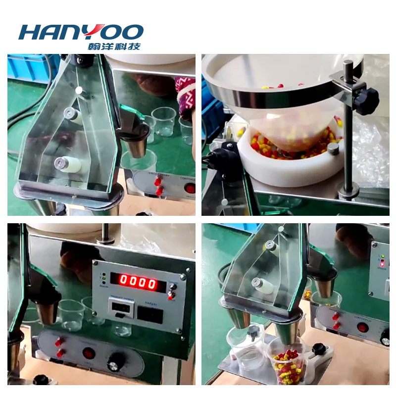 Hanyoo Semi-Automatic Tablet Softgel Pill Gummy Soft Bear Candy Suger Filling Counter Bottling Counting Machine