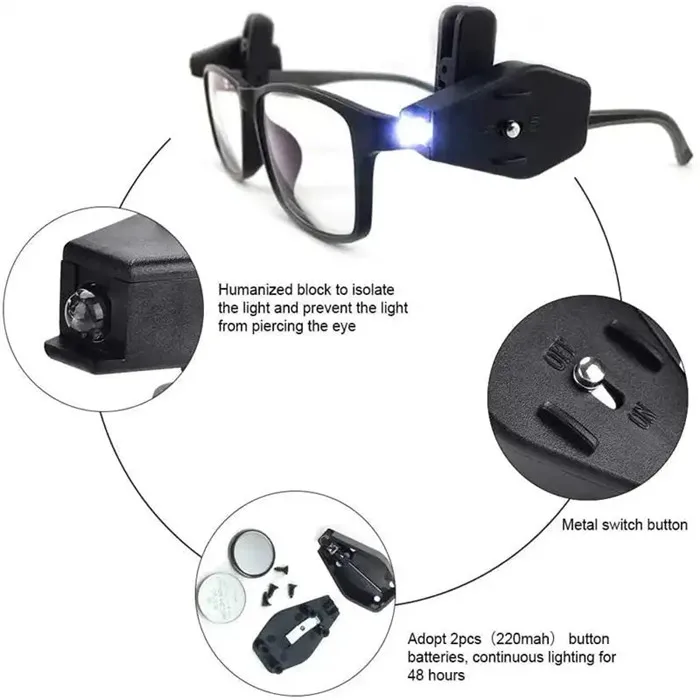 Cheap Mini LED Glasses Clip Light Book Reading Lights Universal Rotatable Eyeglasses Reading Clip Lamp At Night