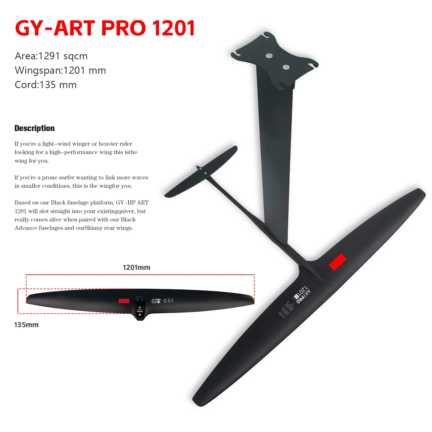 2024 GY ART PRO 1201 Hydrofoil Water Sport Board High Performance Carbon Fiber Aluminum Mast Kite Wing New Generation Surfing