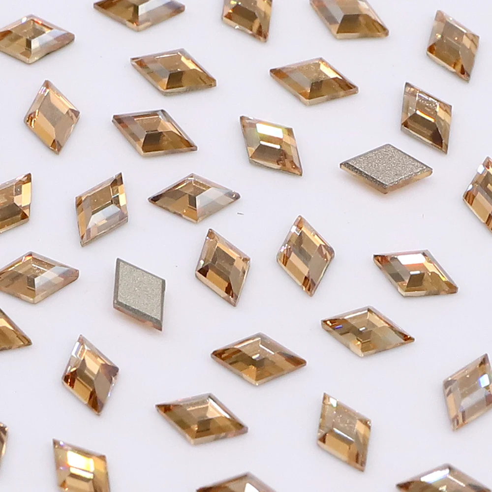 2024 Latest Fashion Factory Direct Wholesale Rhombic Eco-friendly Materials Glistening Glass Bevel Rhinestones For Nail Art