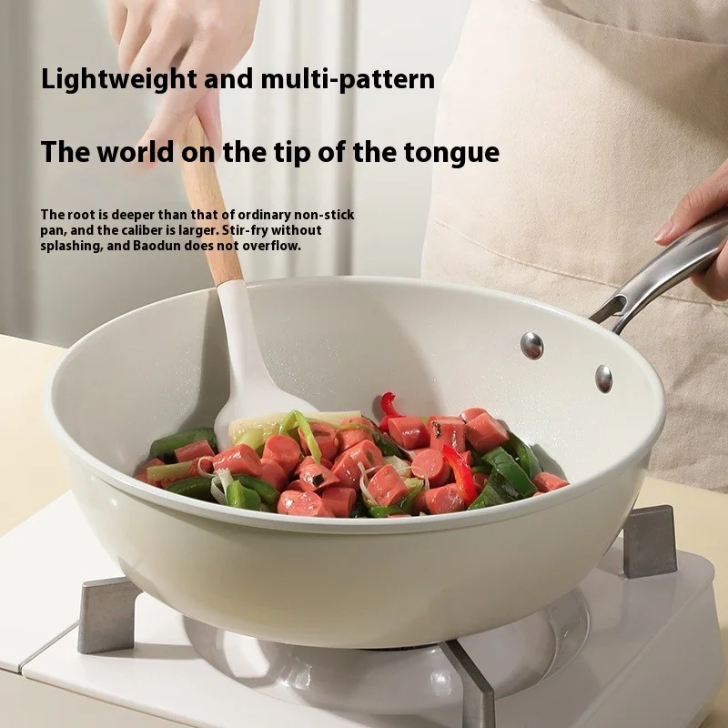Small Household Korean Non-Stick Flat Pan Health Pot Steel Iron Material with Lid Gas Stove Applicable Universal Gift Idea