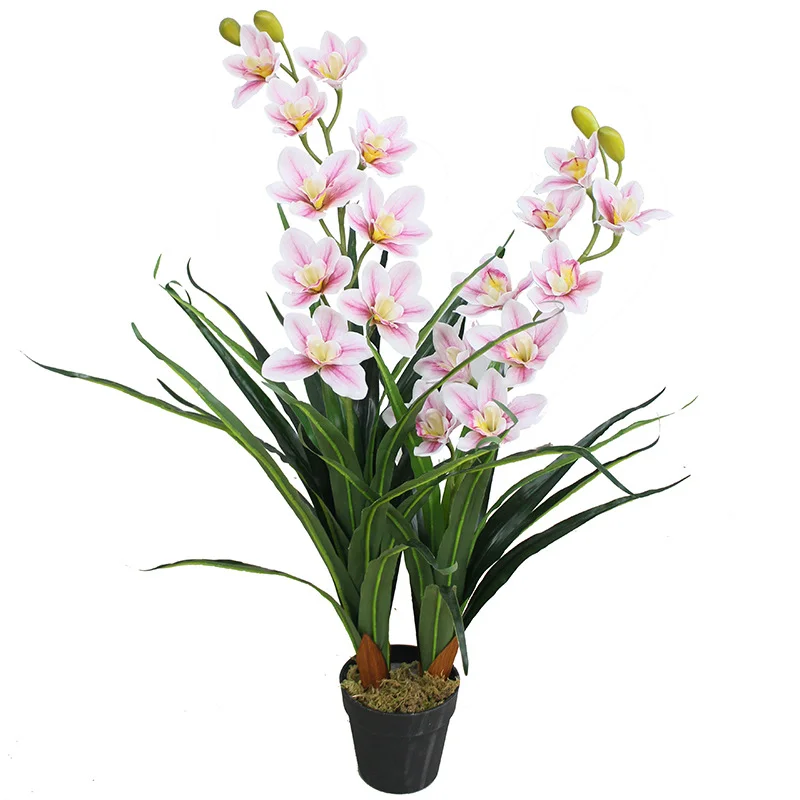 90cm High Quality Faux Real Touch Phalaenopsis Artificial Phalaenopsis Orchid Flowers In Pot Flower Bonsai Decoration