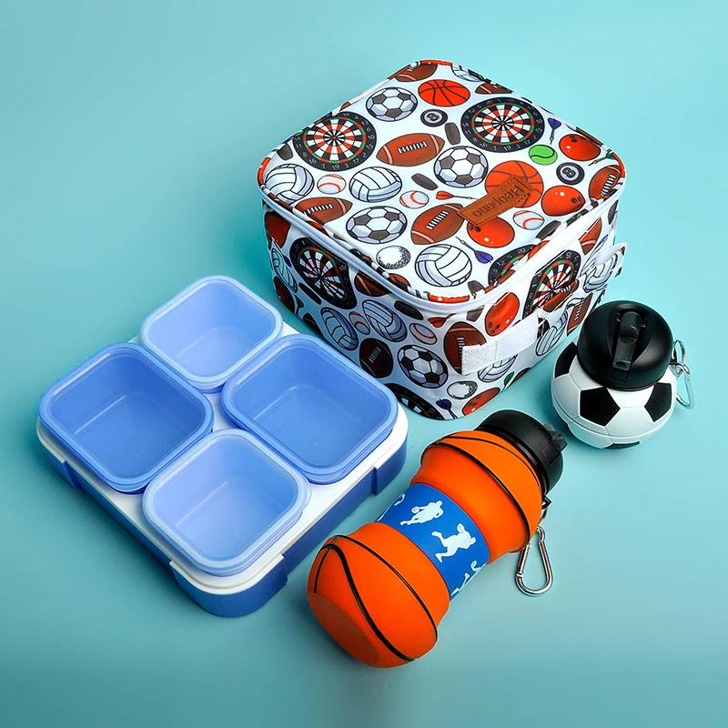 Bento набор с силиконовой бутылкой для воды сумка ланча посудомоечная машина микроволновая печь безопасный отсек Ланч-бокс пластиковая соломинка изоляцией детей