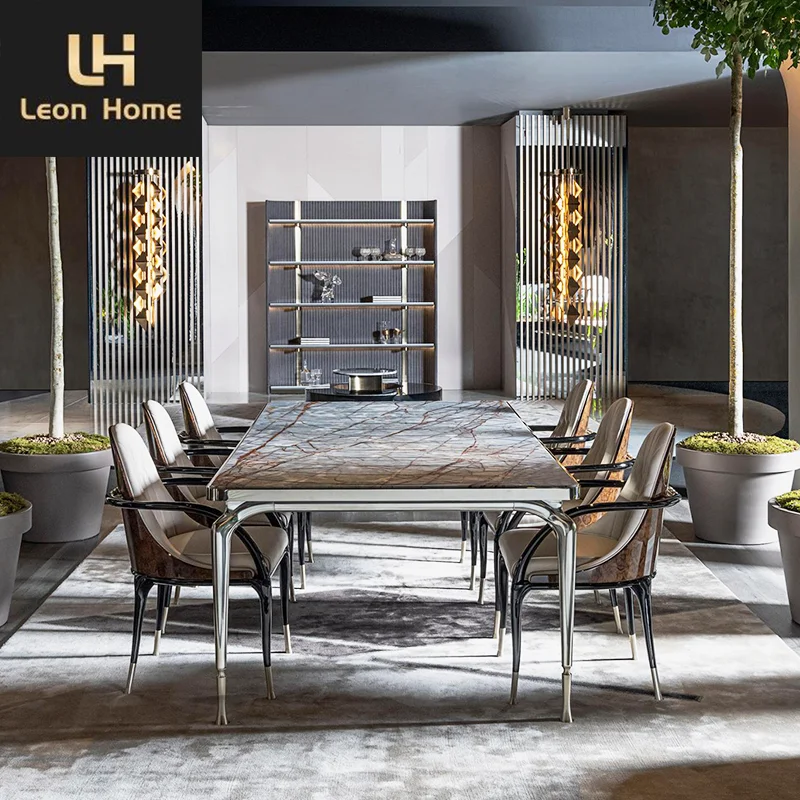 China Foshan Manufacturer Custom Formal Elegant Marble Dining Table Modern Luxury Dinning Table Set Dining Room Furniture