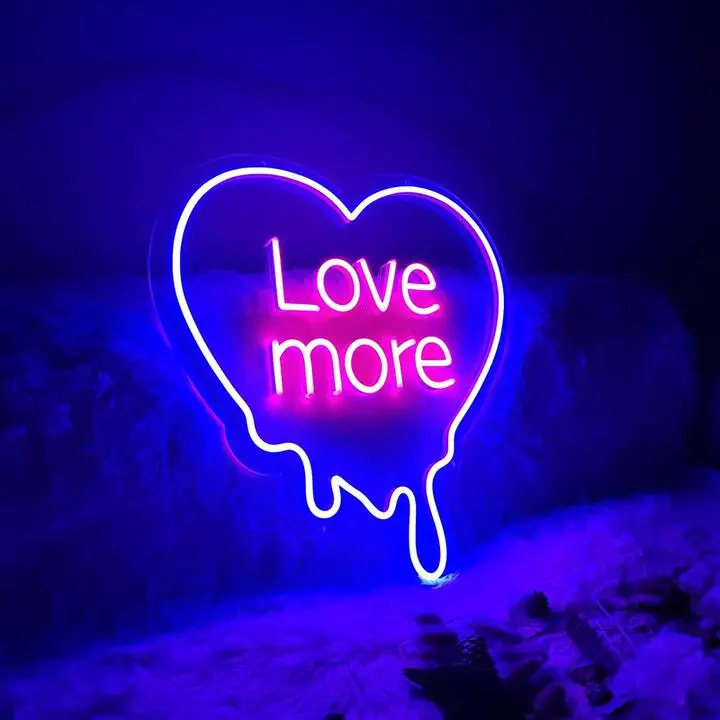 Customized drop shipping neon sign wedding flex led rgb light custom love you more neon sign