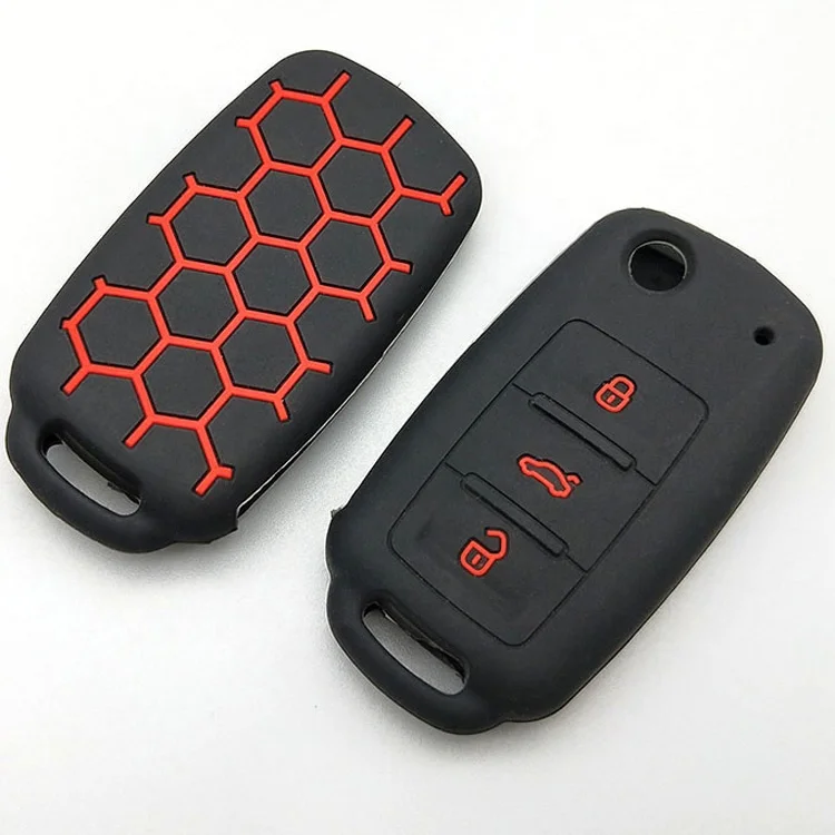 Silicone Key Fob Protector Girl Car Key Case Full Protection 3 Button Smart Keys Cute Shell Holder For Volkswagen Golf GTI R32