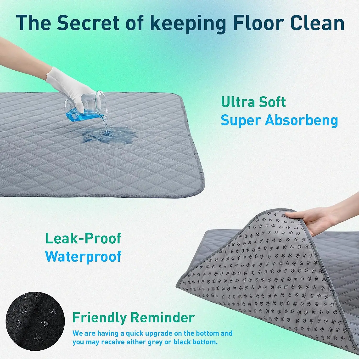 Puppy Quick-Drying Potty Pad Non-Slip Waterproof Extra Absorbent Washable Reusable Pet Pee Pad for Dog Training