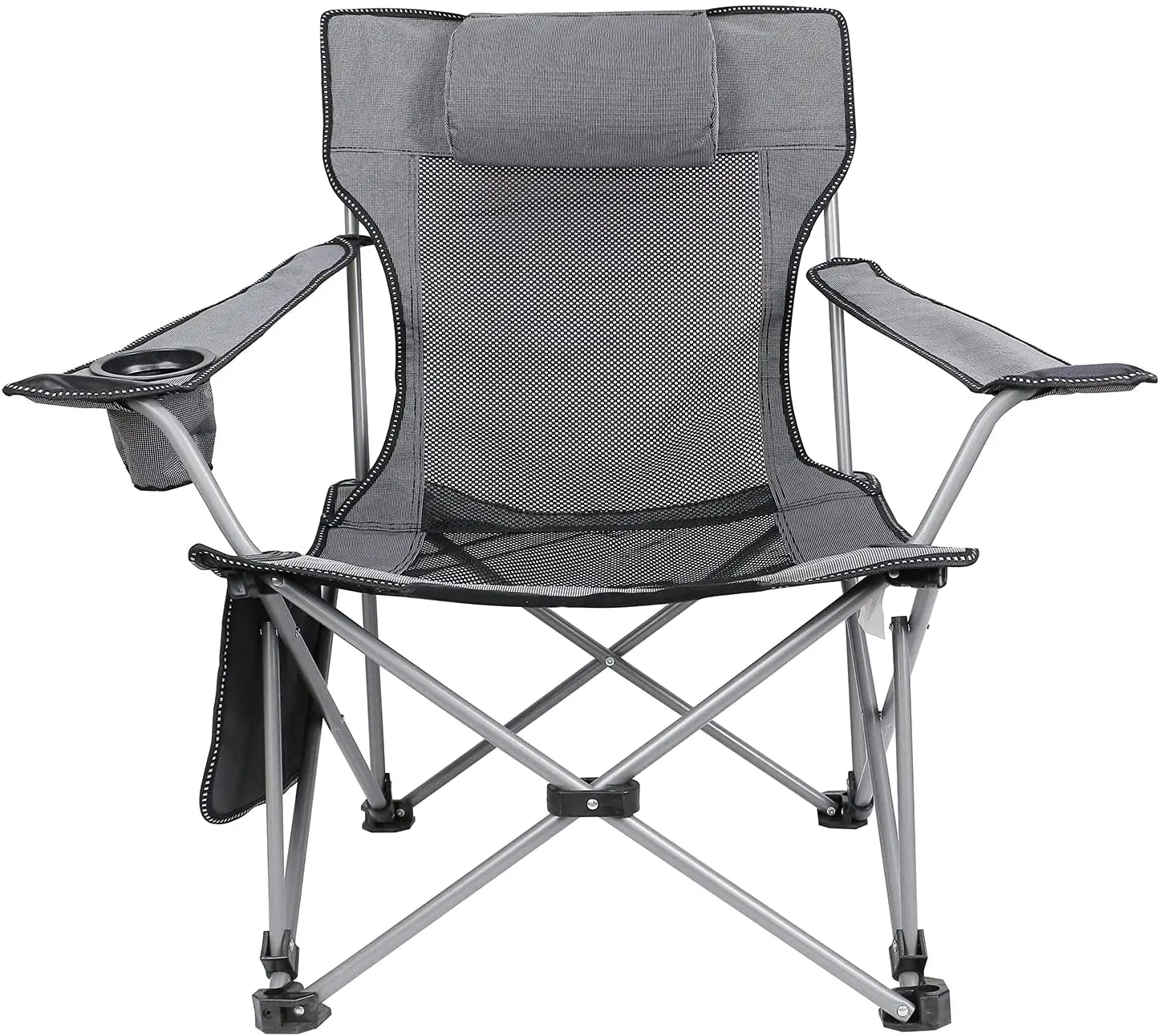  Folding Camping Chair Adjustable Lounge Recliner Portable Oversized Steel Frame Collapsible Lawn
