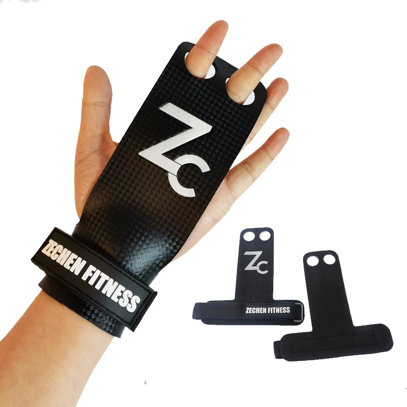 2 hole Carbon palm protect fitness gym guard weight lifting grip