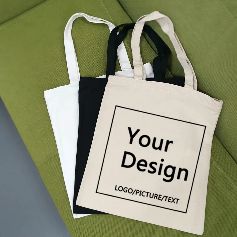 Personal Customize Women Tote Bag Linen Canvas Bag with Print Logo Custom Your Pictures Shopping Bags Cotton Eco Grocery Totes