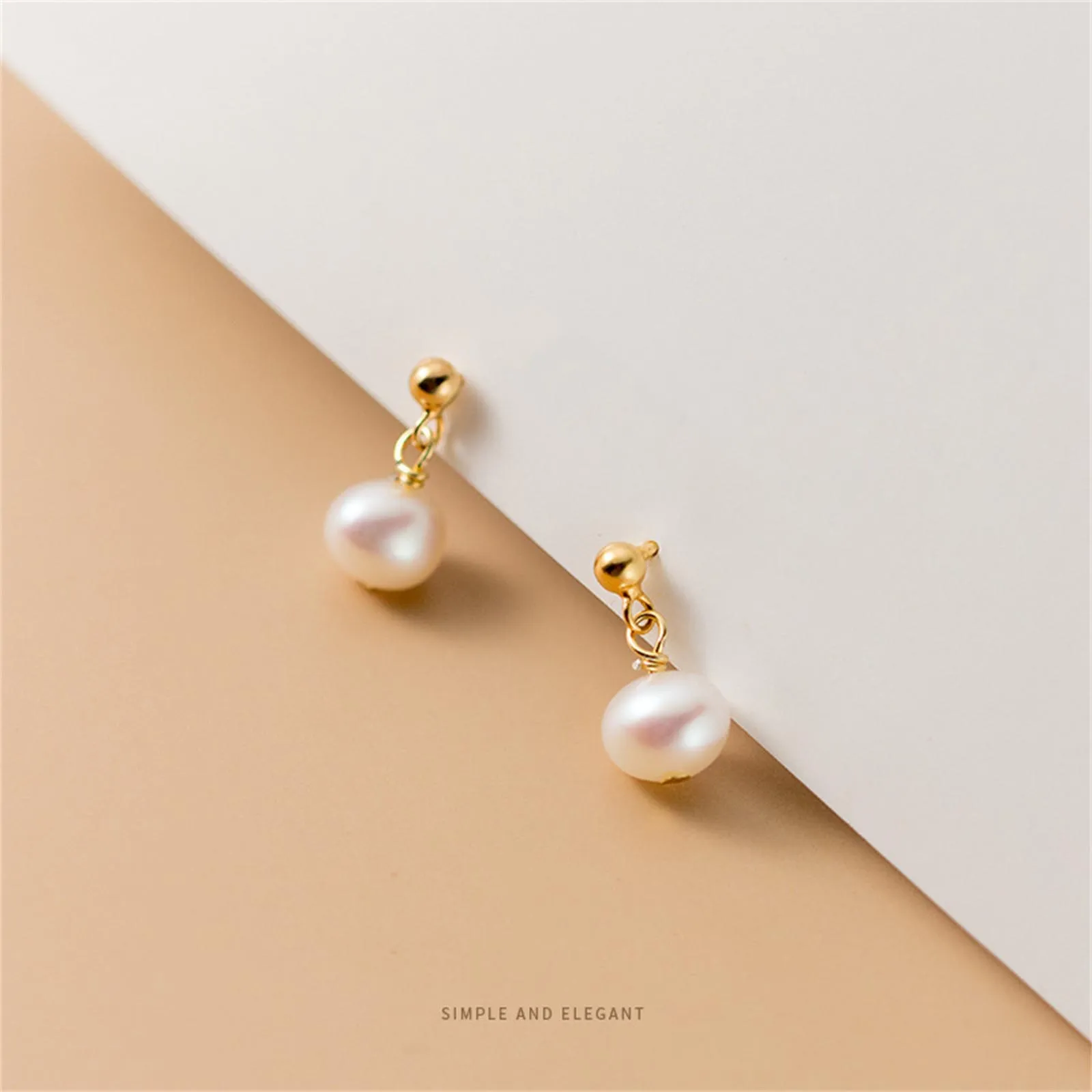 FUAMAY 925 Silver Japanese Dainty 7MM Freshwater Pearl Studs Earrings Japan Girl Pearl Ear Rings