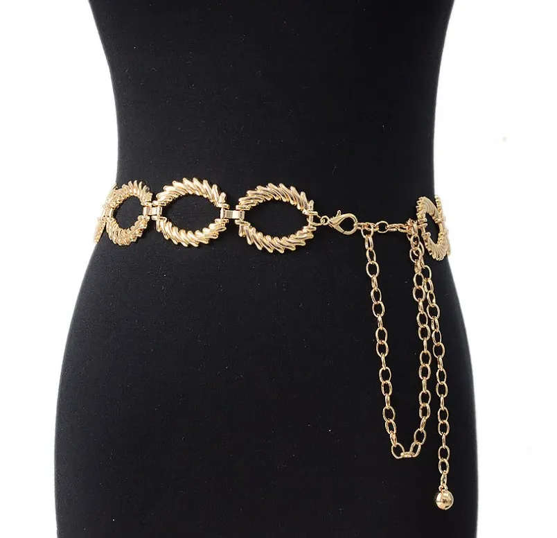 
Fashion Elegant Ladies Metal Adjustable Thin Ladies Waist Chain Women ellipse Strap Dress Belt Decorative Clothess Accessories 