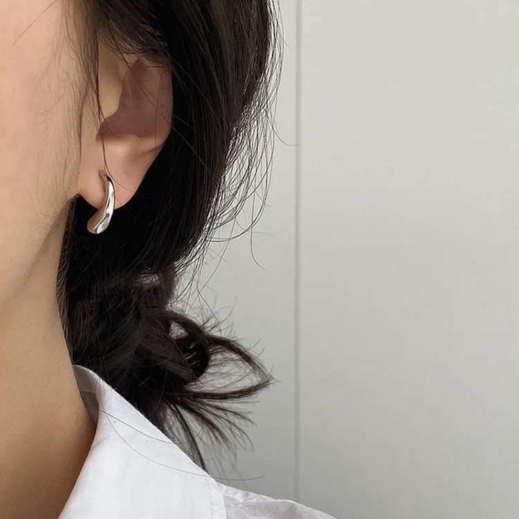 18K позолоченный минималистский обруч серьги-гвоздики для женщин манжеты Huggie сеть висячие серьги мини бар серьги-гвоздики